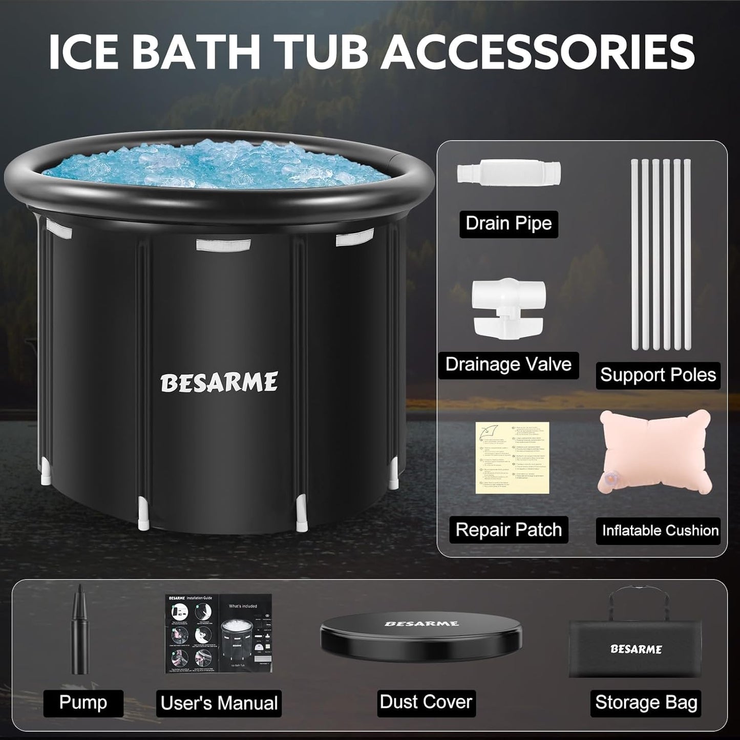 Ice Bath Besarme Bain de glace ❄️ gonflable pour sportifs – Récupération rapide et naturelle !❄️