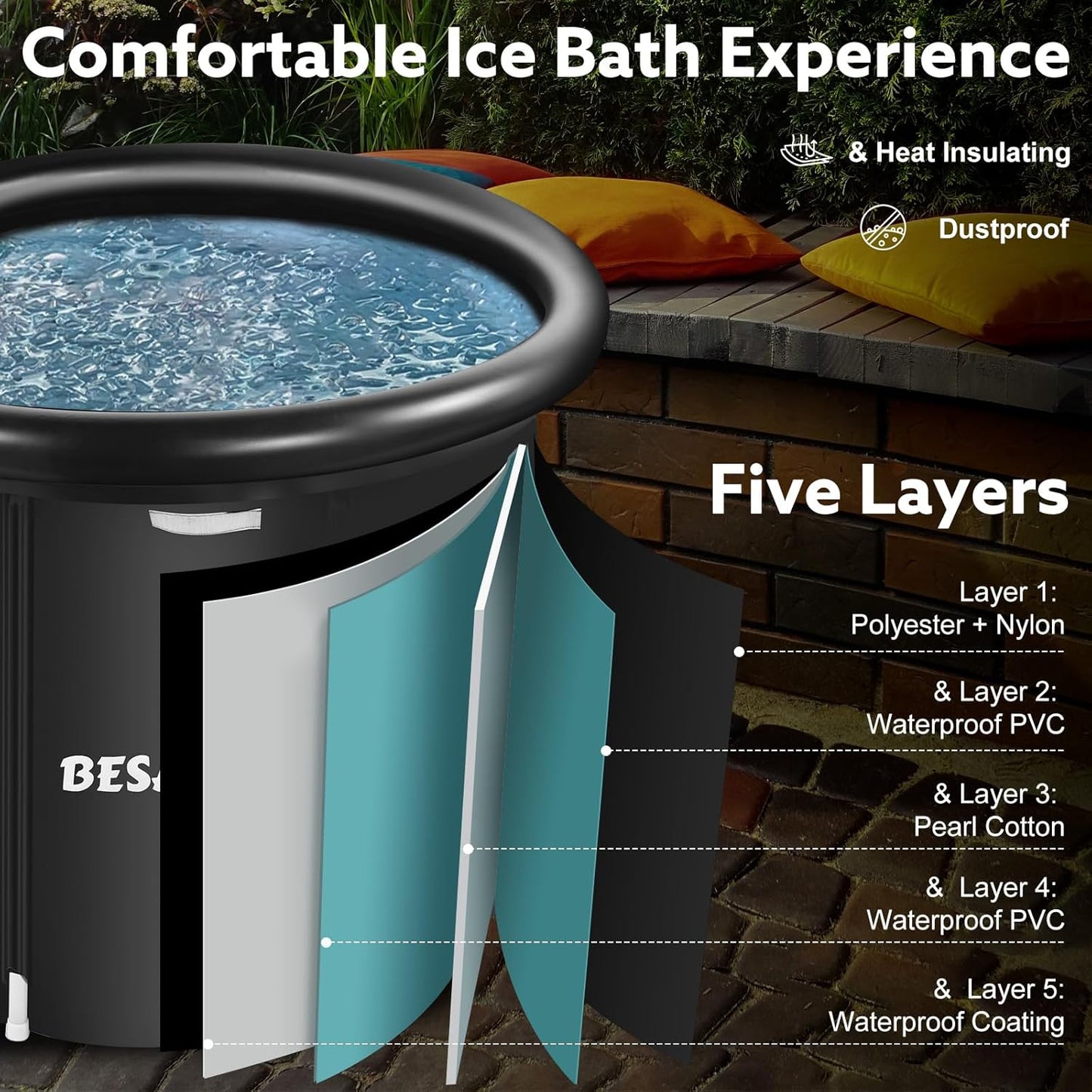 Ice Bath Besarme Bain de glace ❄️ gonflable pour sportifs – Récupération rapide et naturelle !❄️