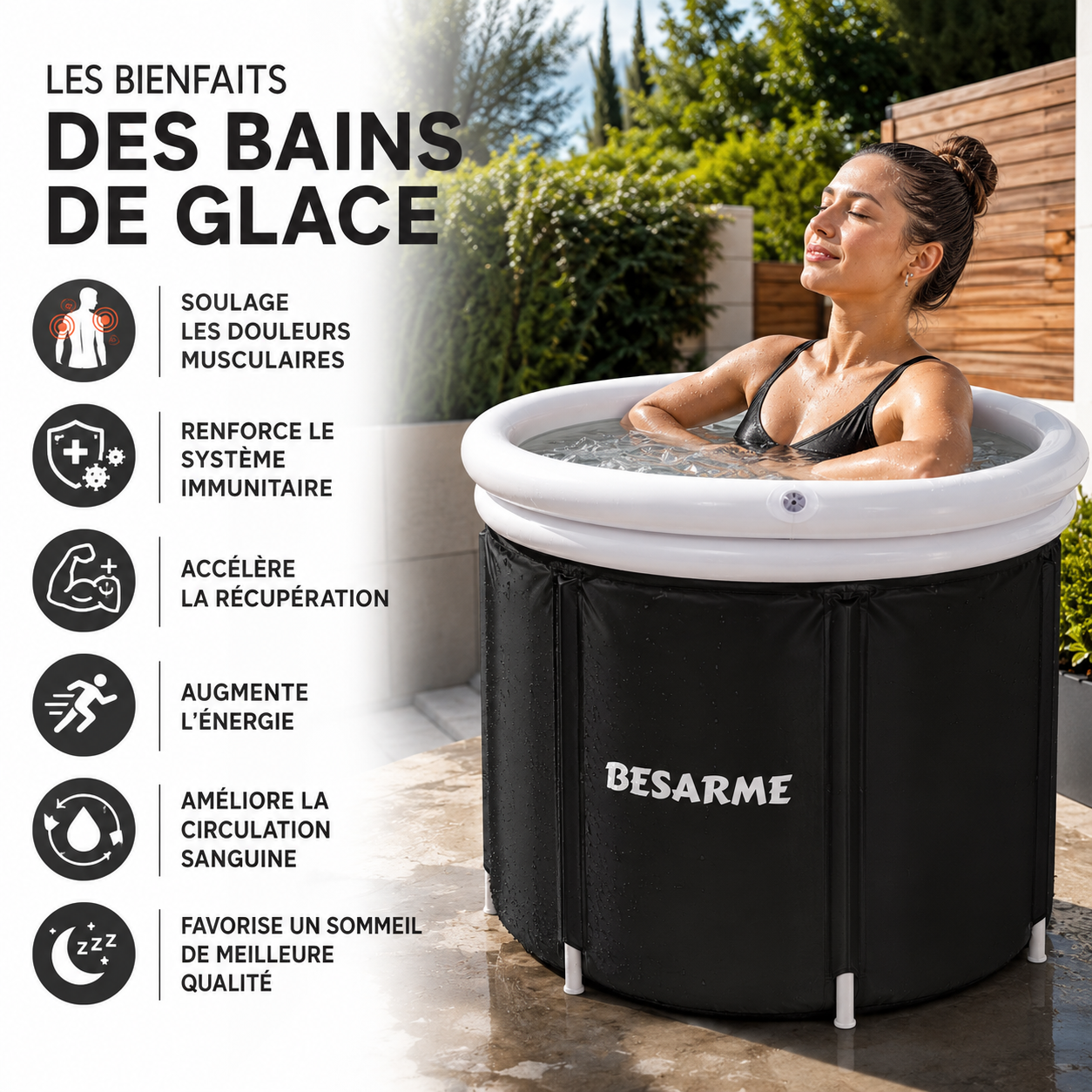 Ice Bath Besarme Bain de glace ❄️ gonflable pour sportifs – Récupération rapide et naturelle !❄️