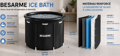 Ice Bath Besarme Bain de glace ❄️ gonflable pour sportifs – Récupération rapide et naturelle !❄️
